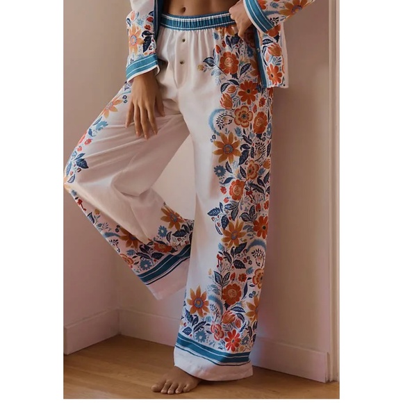 Anthropologie Other - NWT Anthropologie Floral Flannel Wide Leg Pajama Pants Large